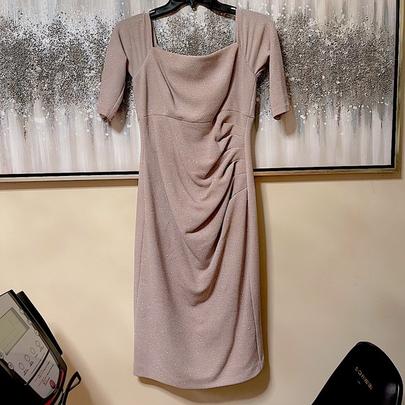 Off the shoulder, champagne glitter dress - Picture 5 of 7